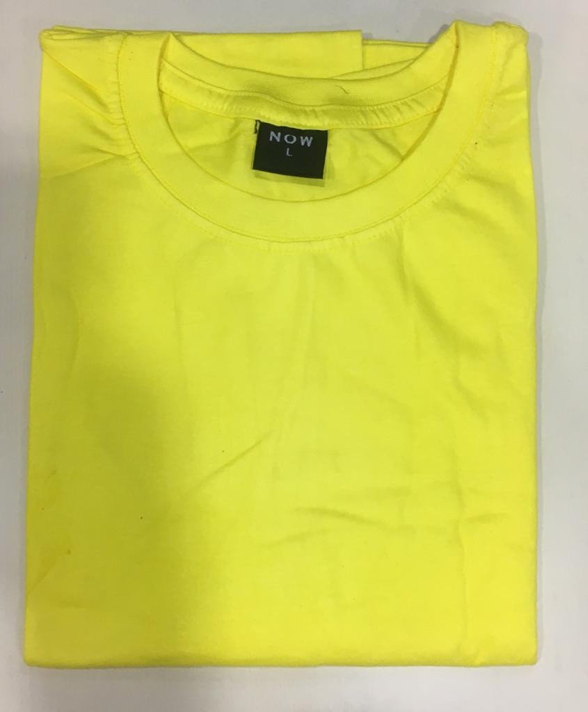 Lemon Yellow-Now Round neck Cotton T-shirt