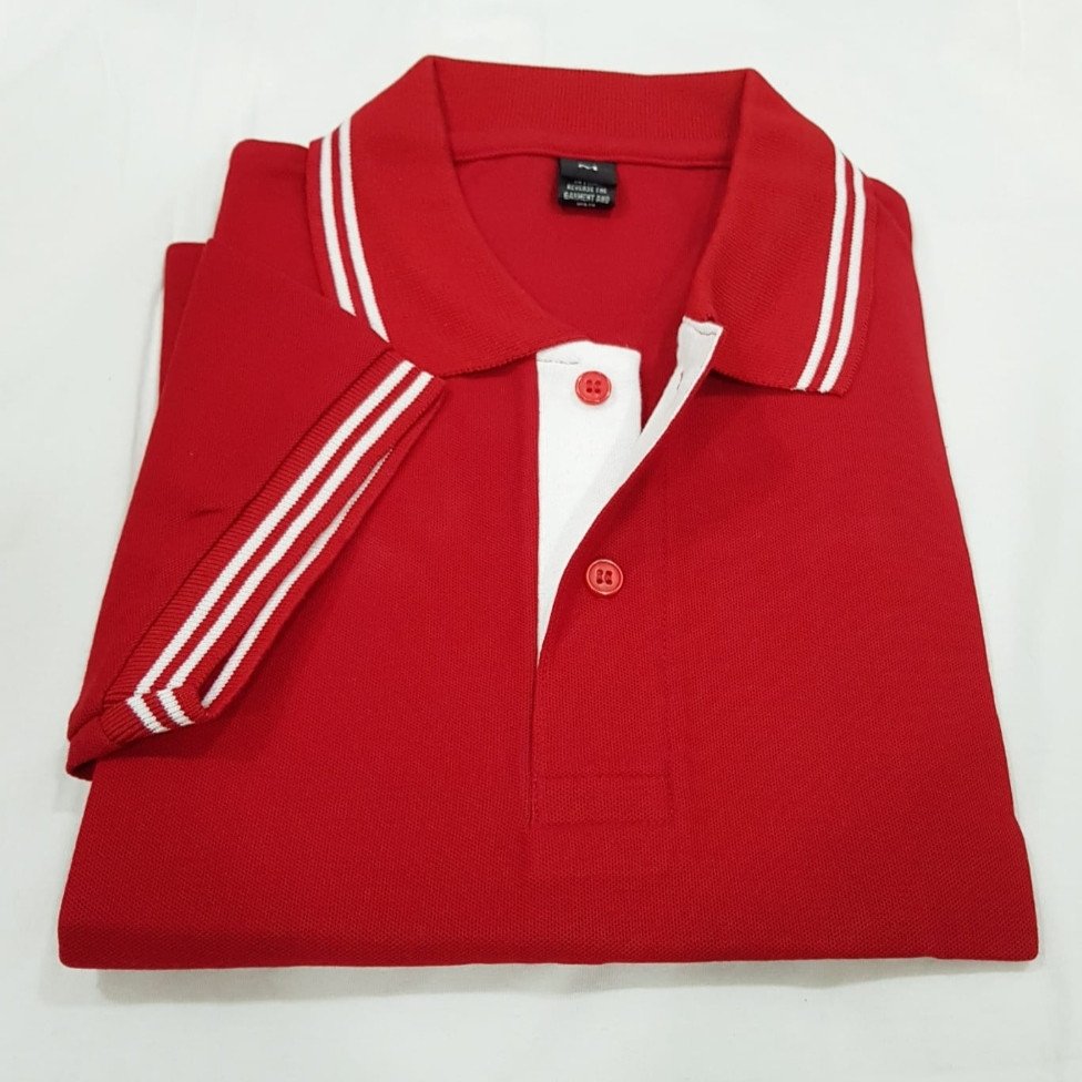 Red-Chrome Double-Tipping 230 GSM Cotton T-Shirt