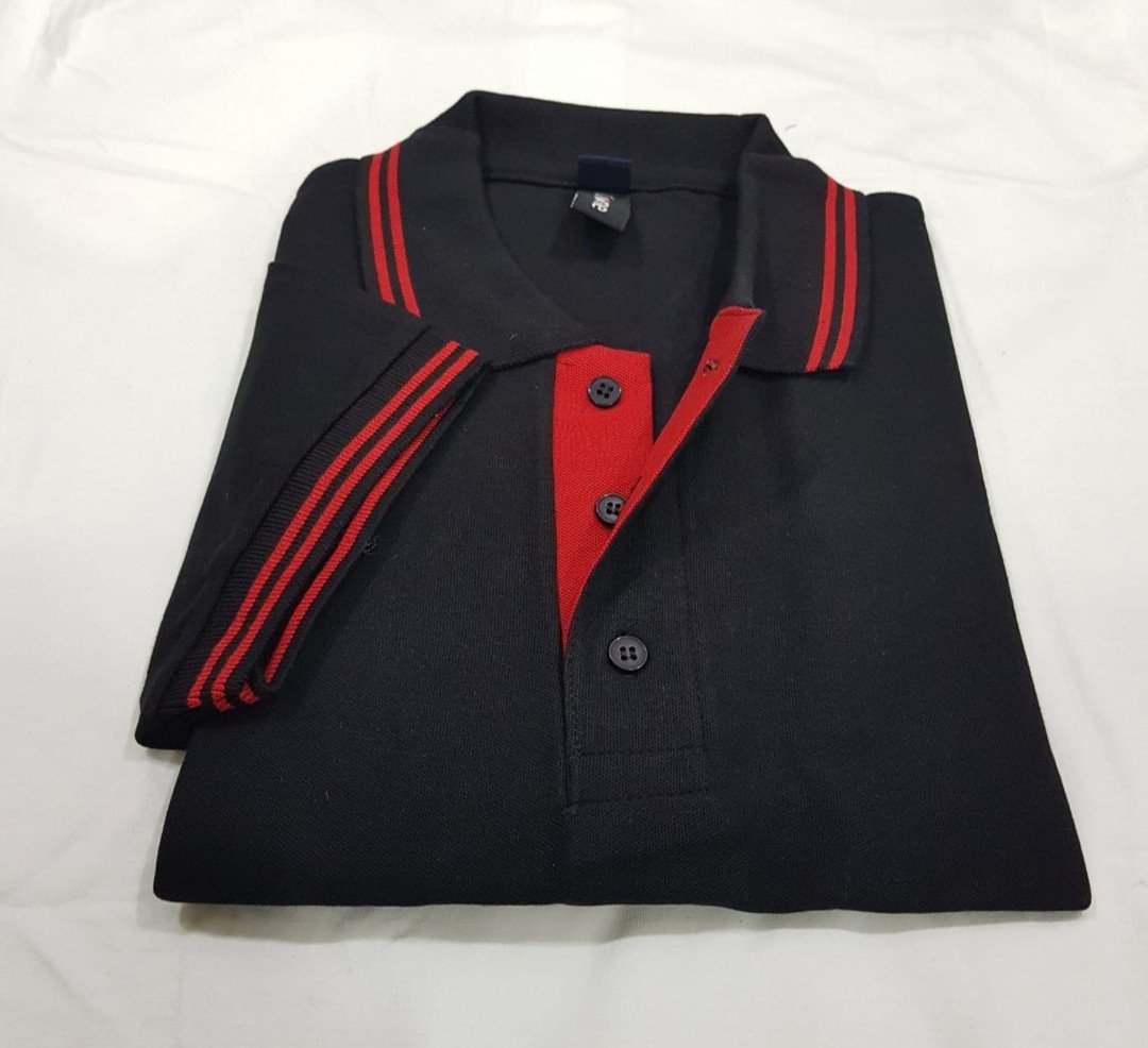 Black-Chrome Double-Red Tipping 230 GSM Cotton T-Shirt