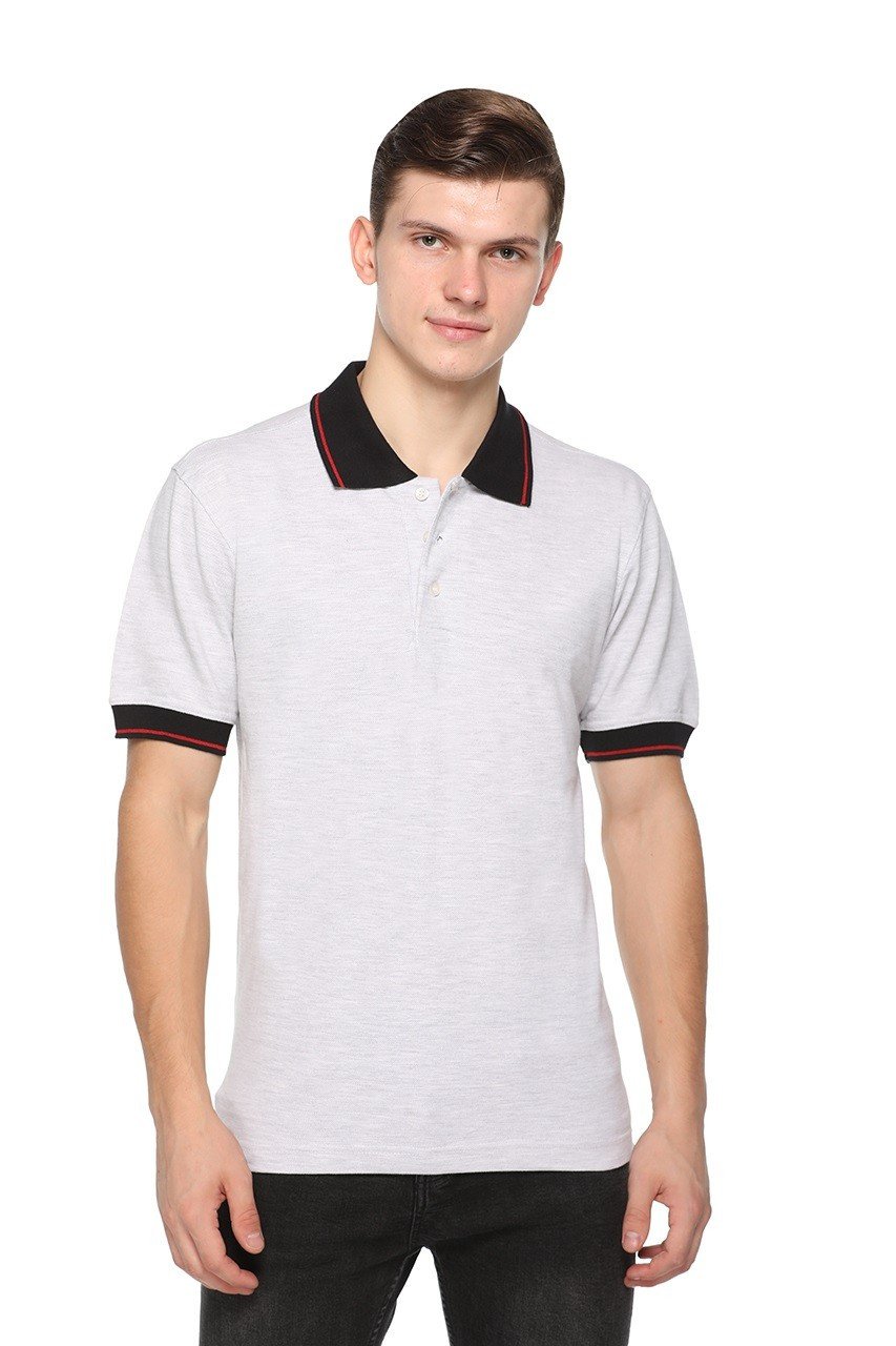 Light Grey -Pikmee Highline Black rib Polo T-shirt
