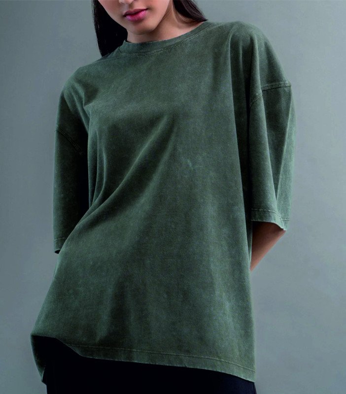 Light Green-Oversize Acid wash plain t shirt