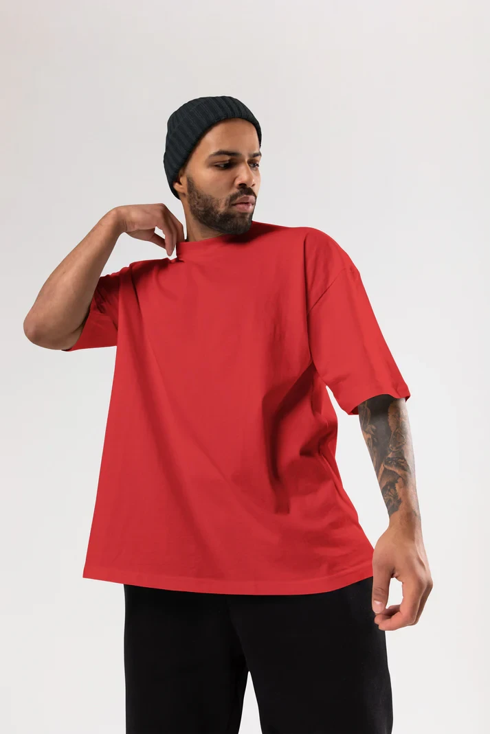Red-French Terry cotton Oversize T-Shirt Manufacturer
