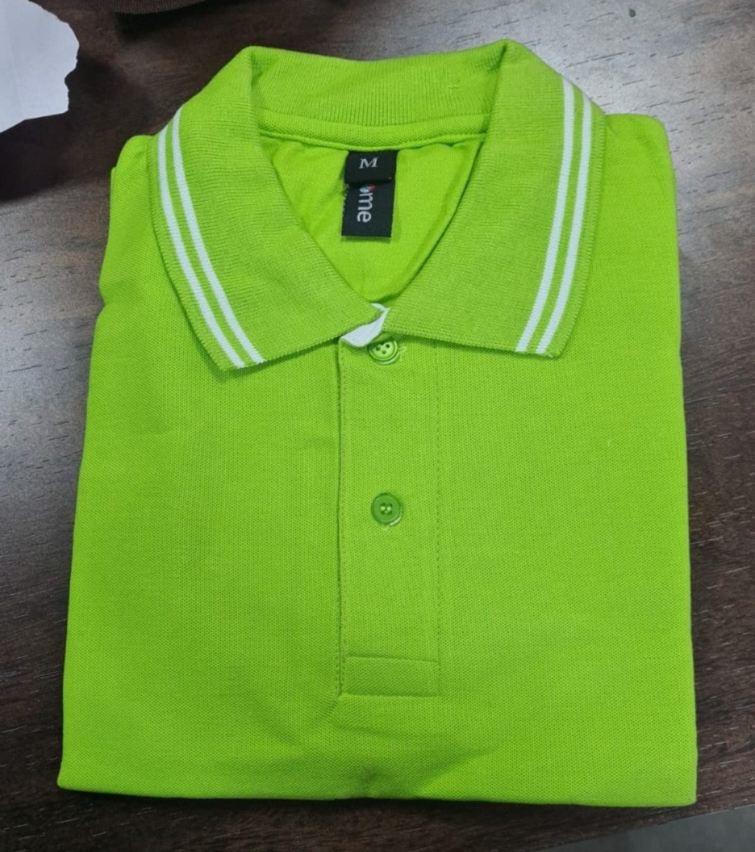 Parrot Green-Chrome Double-Tipping 230 GSM Cotton T-Shirt