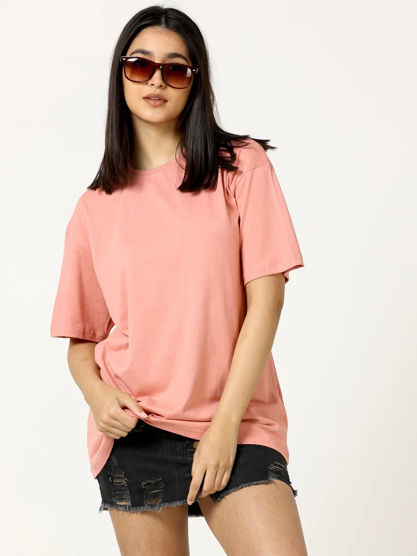 Peach-Women's cotton Oversize T-Shirt Manufacturer