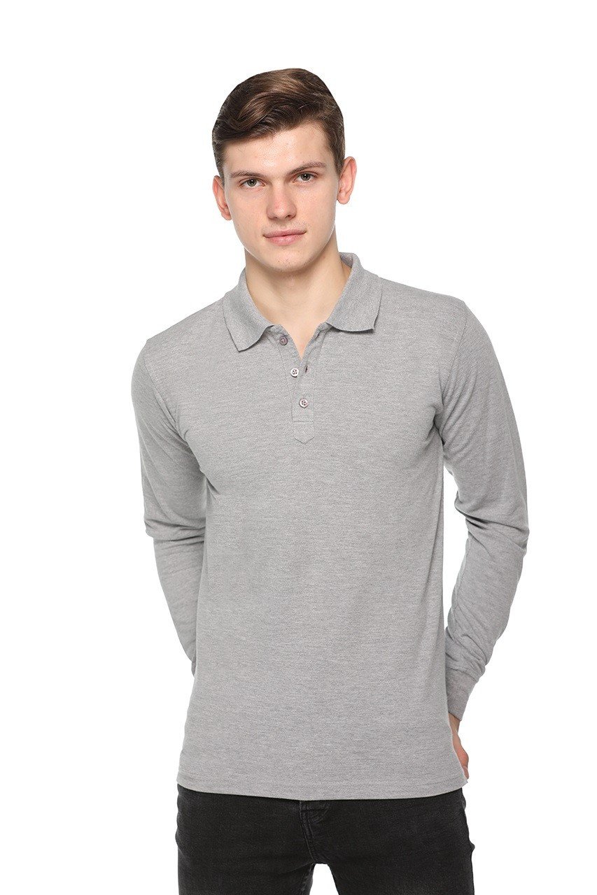 Grey -Pikmee Fas-Tees Polo Full Sleeve T-shirt