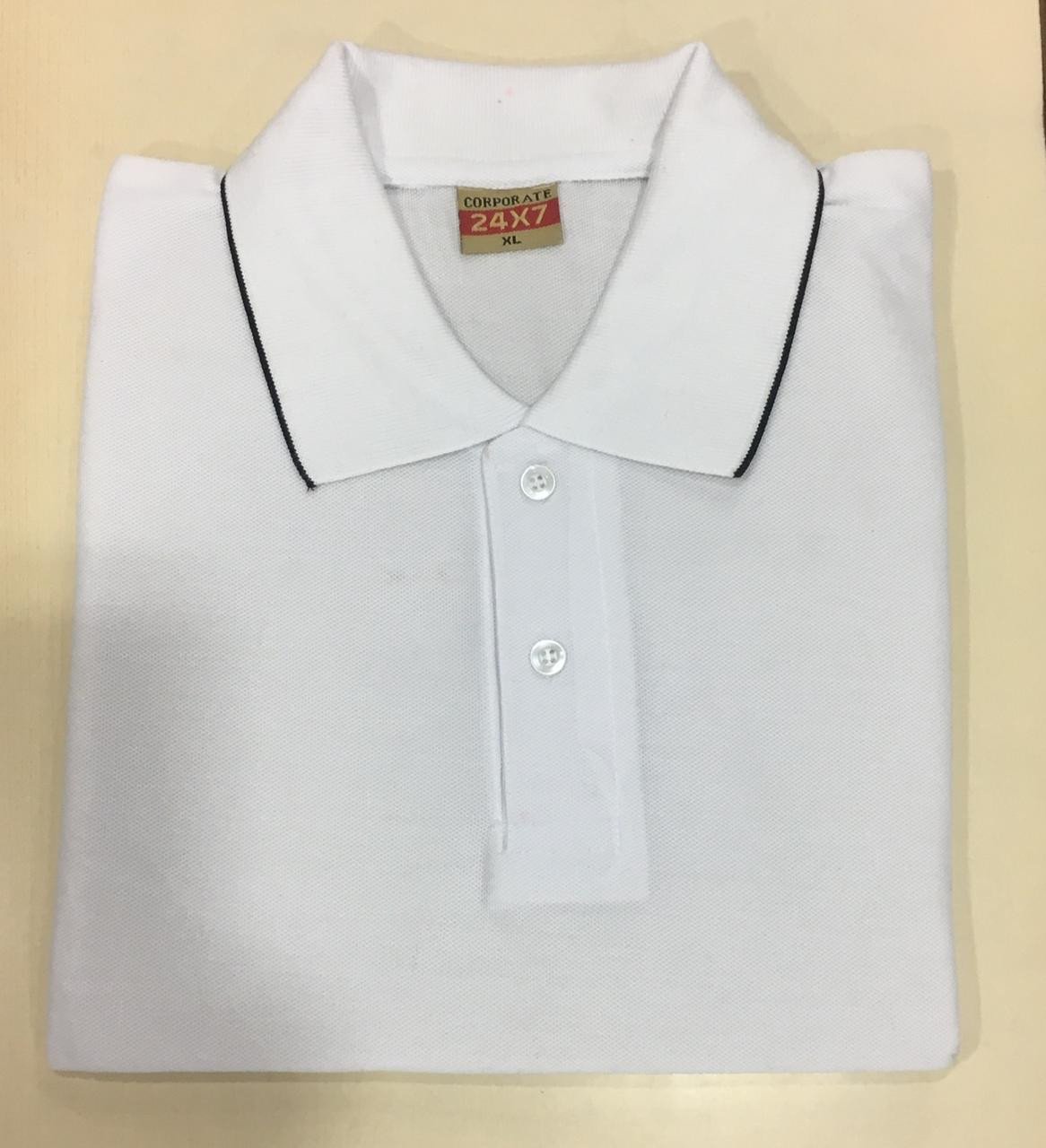 White-Corporate Polo neck T-Shirt (Tipping)