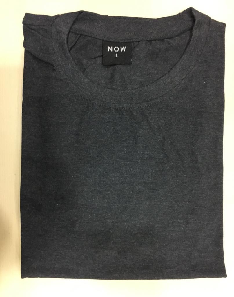 Charcoal Grey-Now Round neck Cotton T-shirt