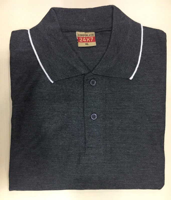 Charcoal Grey-Corporate Polo neck T-Shirt (Tipping)