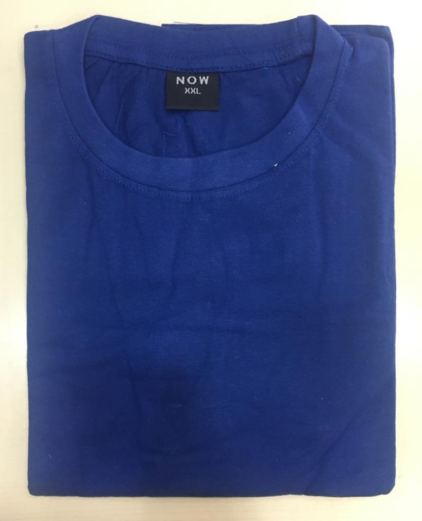 Royal Blue-Now Round neck Cotton T-shirt