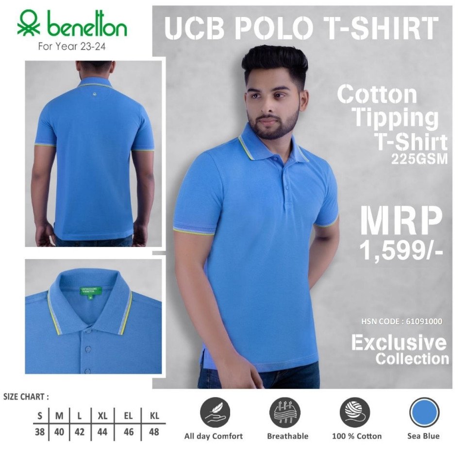 Sky Blue-Ucb Polo Neck T-Shirt
