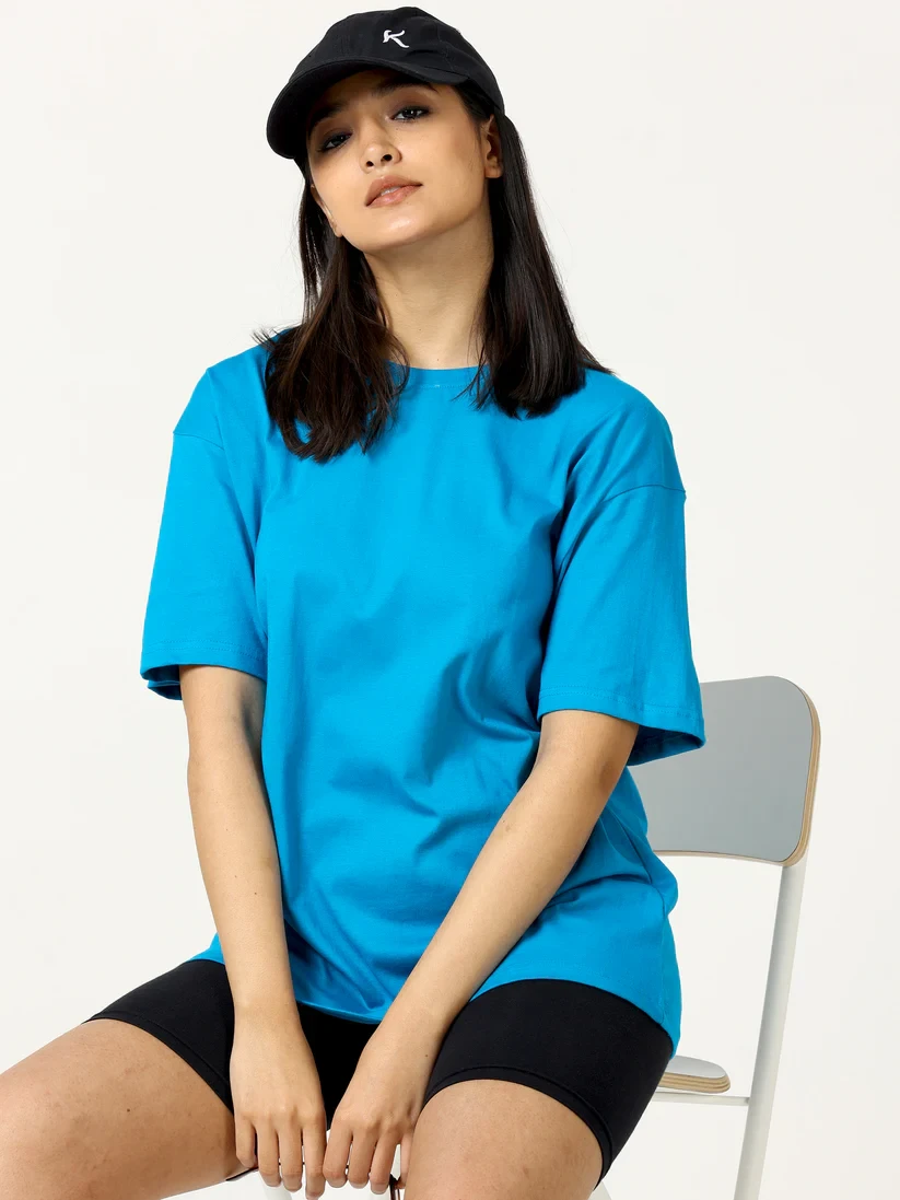 Sky Blue-Women's cotton Oversize T-Shirt Manufacturer