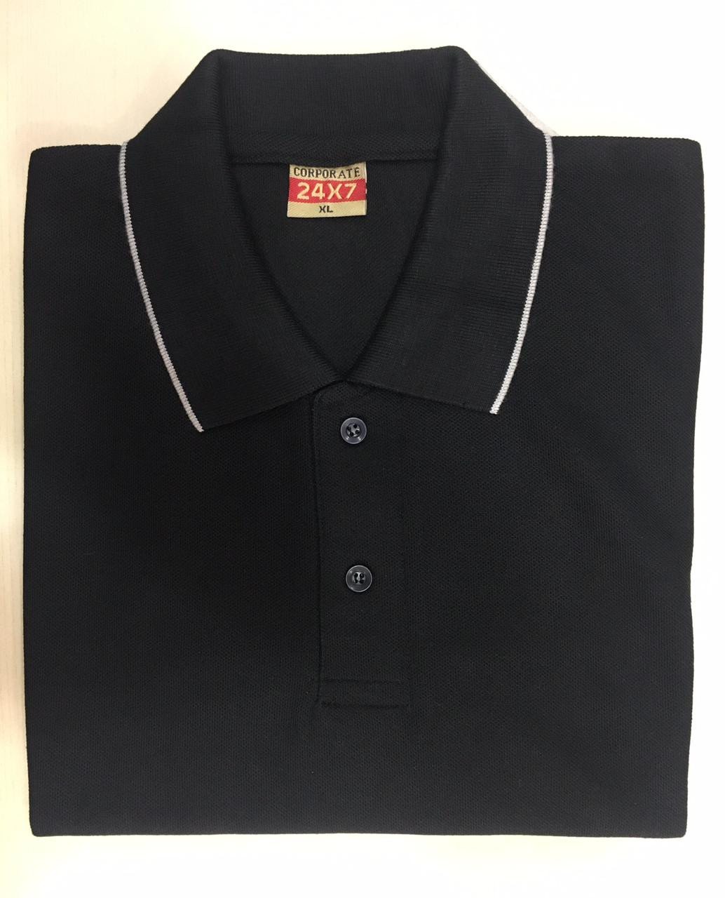 Black-Corporate Polo neck T-Shirt (Tipping)