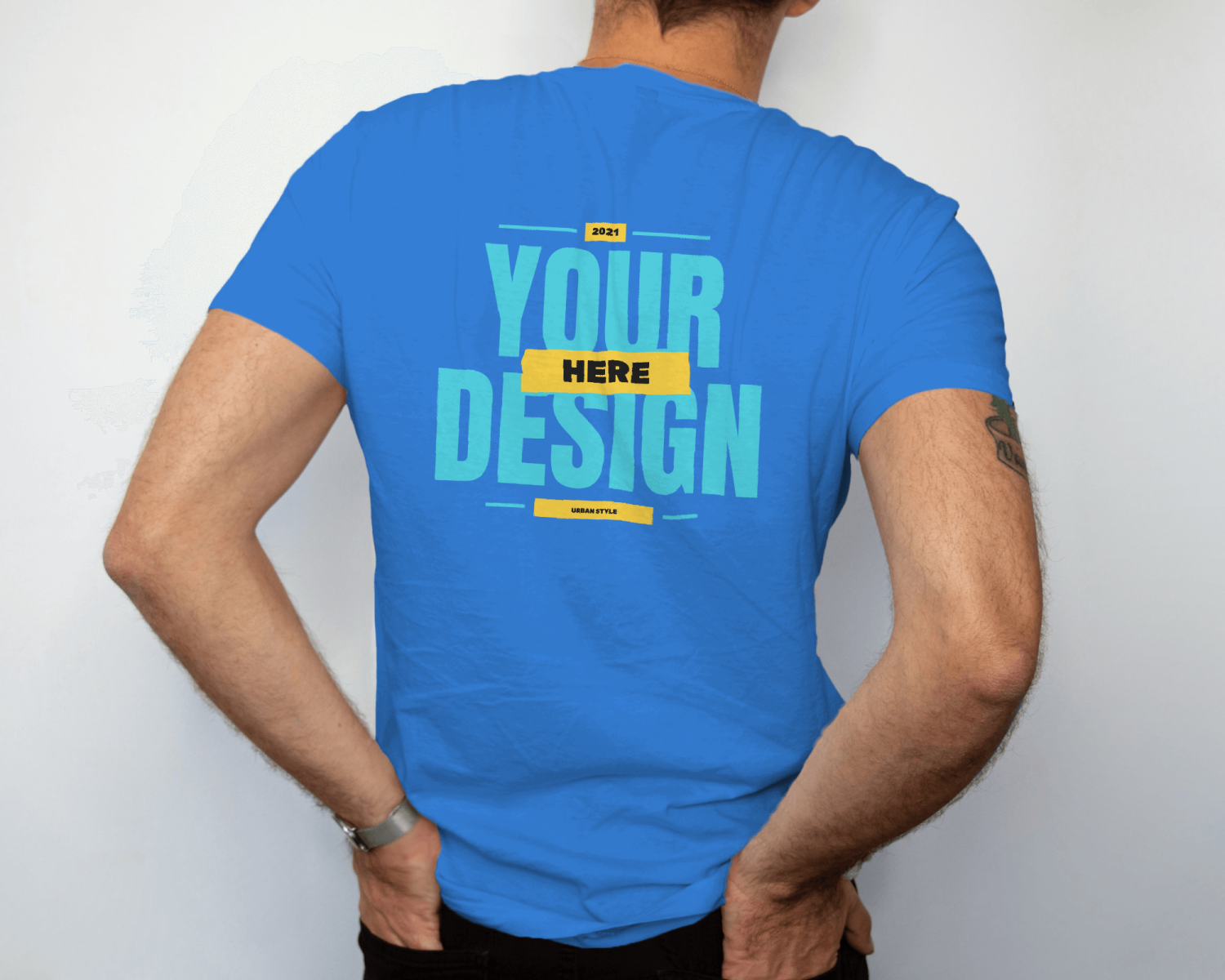Royal Blue-Men's Customized Back print T-shirt
