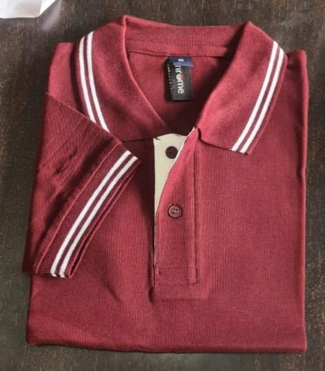 Maroon-Chrome Double-Tipping 230 GSM Cotton T-Shirt