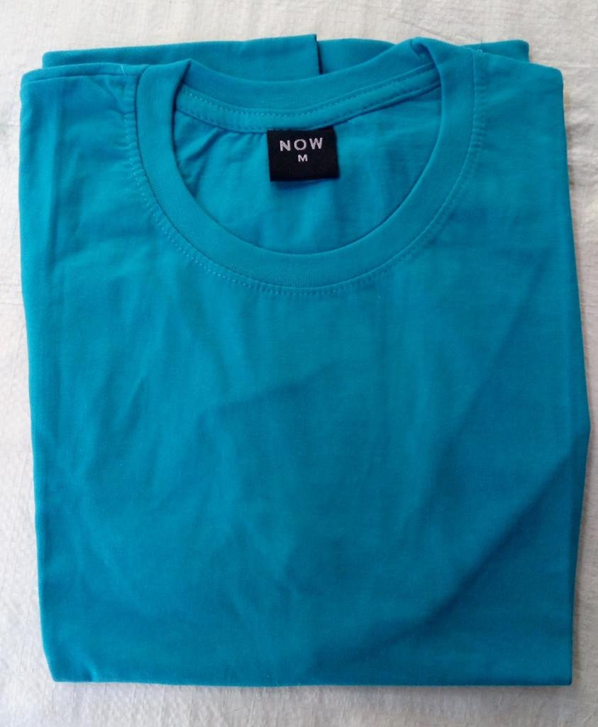 Mint Blue-Now Round neck Cotton T-shirt