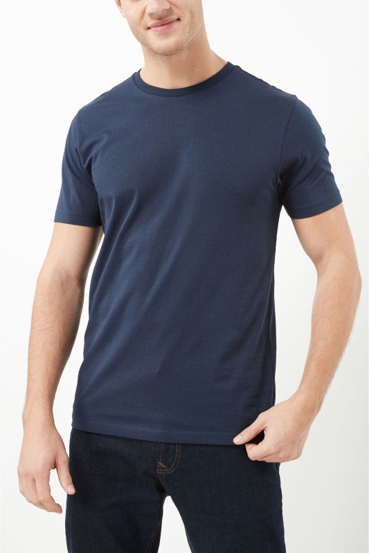 Navy Blue-Men's Cotton Plain T-shirt