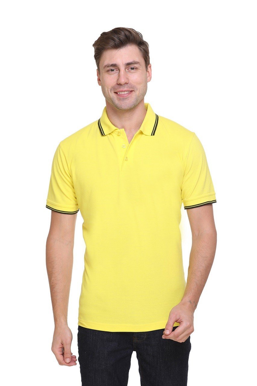 Yellow-Tipline  Double Tipped Polo T-shirt