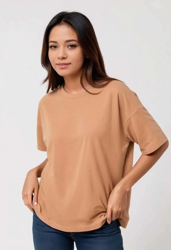 Beige-Women's cotton Oversize T-Shirt Manufacturer