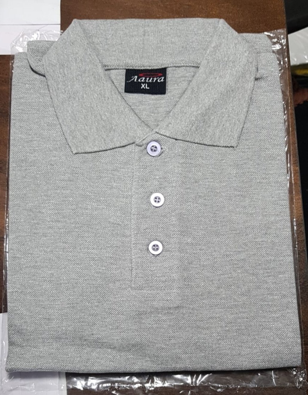 Grey Milange-Aura Premium Polo neck T-Shirt supplier - 280 Gsm
