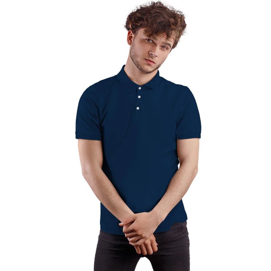 Navy Blue-Polo T-Shirt – Cotton PQ